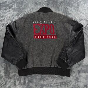 The X Files Expo Tour 1998 Varsity Jacket Size Large Wool Leather Vintage